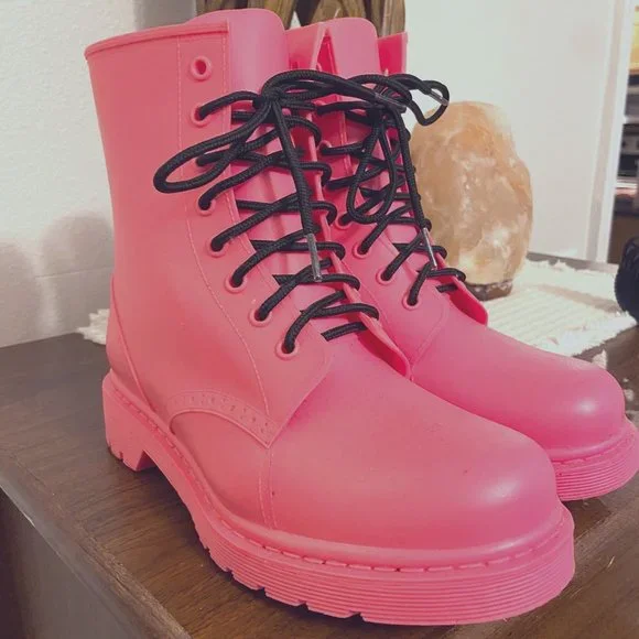 Womens pink shop combat boots